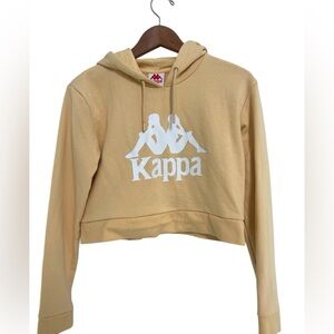 KAPPA Women's Cropped Hoodie Yellow Pull Over Size Medium